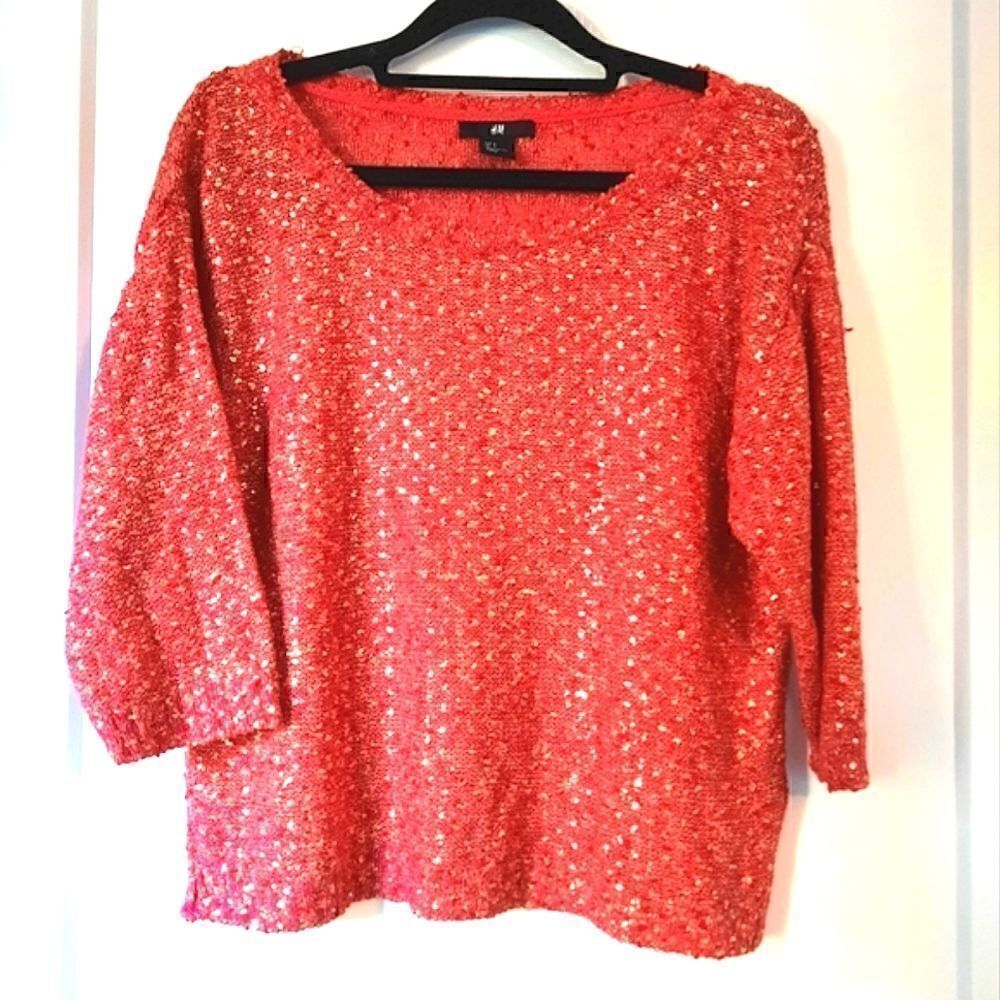 H&M Gold Flecked Sweater Scoopneck Boxy Fit